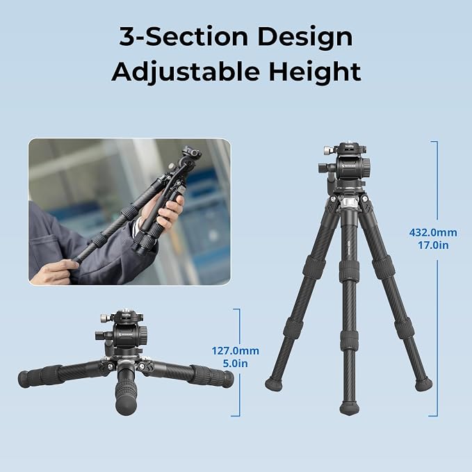 SmallRig Portable Carbon Fiber Tabletop Tripod Kit, Built-in QR Plate