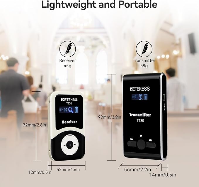 Retekess T130 Wireless Tour Guide Audio System, Church Translation Equipment
