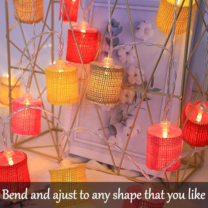 Fielegen 10 LED Retro String Lights 2 Meter Battery Powered Vintage Theme Decorative Fairy Lights for Indoor Outdoor Home Bedroom Patio Porch Balcony Decoration Festival Atmosphere Lights (Multicolor)