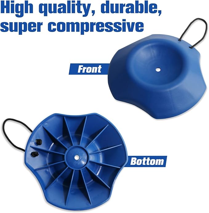 Visible Blue Trailer Stopper Tongue Jack Wheel Dock Chock Stabilizer Prevents Trailer Jack Wheels from Sinking into Sand Grass Mud Supports 4400lbs - Easy to Position w Rope Handle