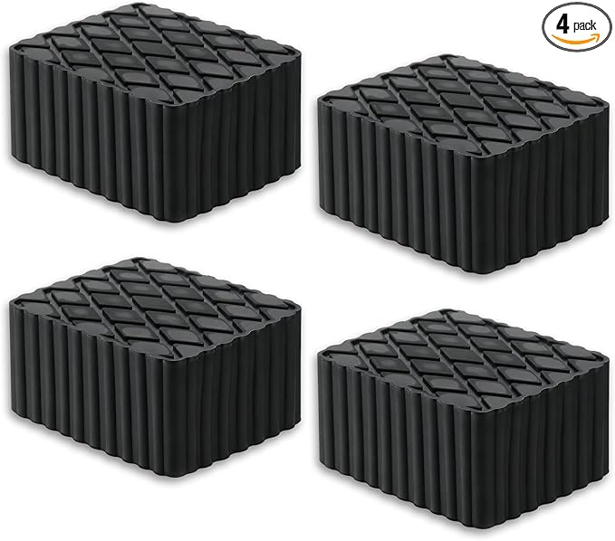 4 Pack Solid Floor Jack Rubber Blocks Pad, Universal Non-Slip Jack Lift Pads for Cars, SUVs and Light Trucks, 12000lbs Loading Capacity, 6-3/8" x 4-3/4" x 3"