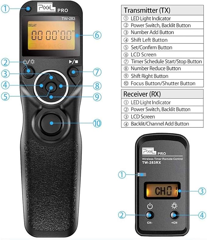 Pixel Timer Shutter Release TW283-N3 Wireless Remote Control Compatible
