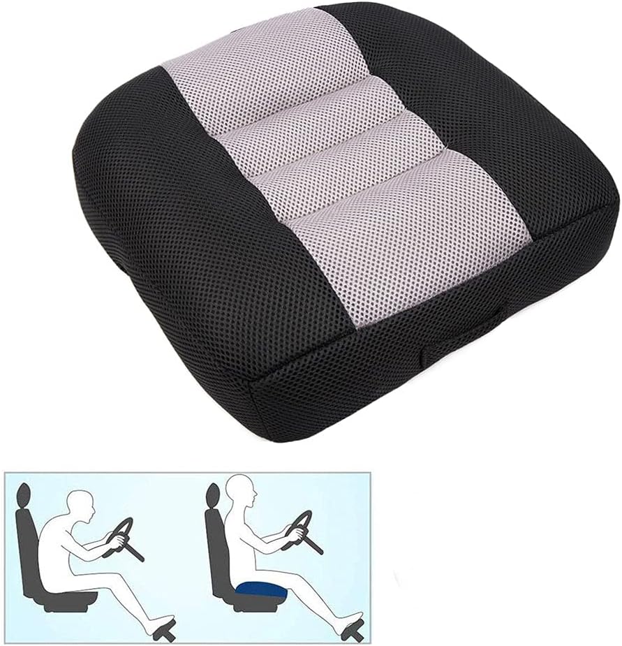 Srutirbo Car Booster Seat Cushion Raise The Height for Short People Driving Hip (Tailbone) and Lower Cack Fatigue Relief Suitable for Trucks, Cars, SUVs, Office Chairs, Wheelchairs (Pure Black)