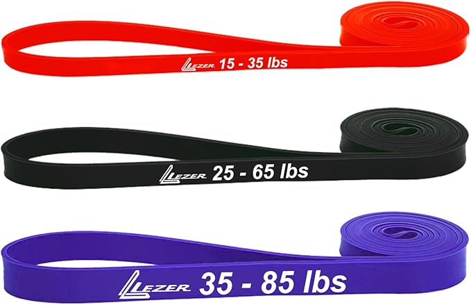 LEZER Resistance Bands - Pull Up Bands for Home Gym Fitness, Stretching, Physical Therapy & Training - Includes Instruction