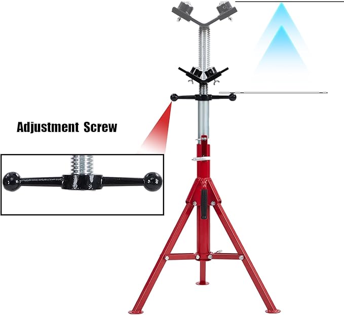 PioneerWorks V-Head Pipe Stand - 2-Ball Transfer - 2500 lb Capacity - Adjustable Height 20-52 Inch, Folding Pipe Jack Stand for Welding Pipe Threading（Pipe Jacks*2