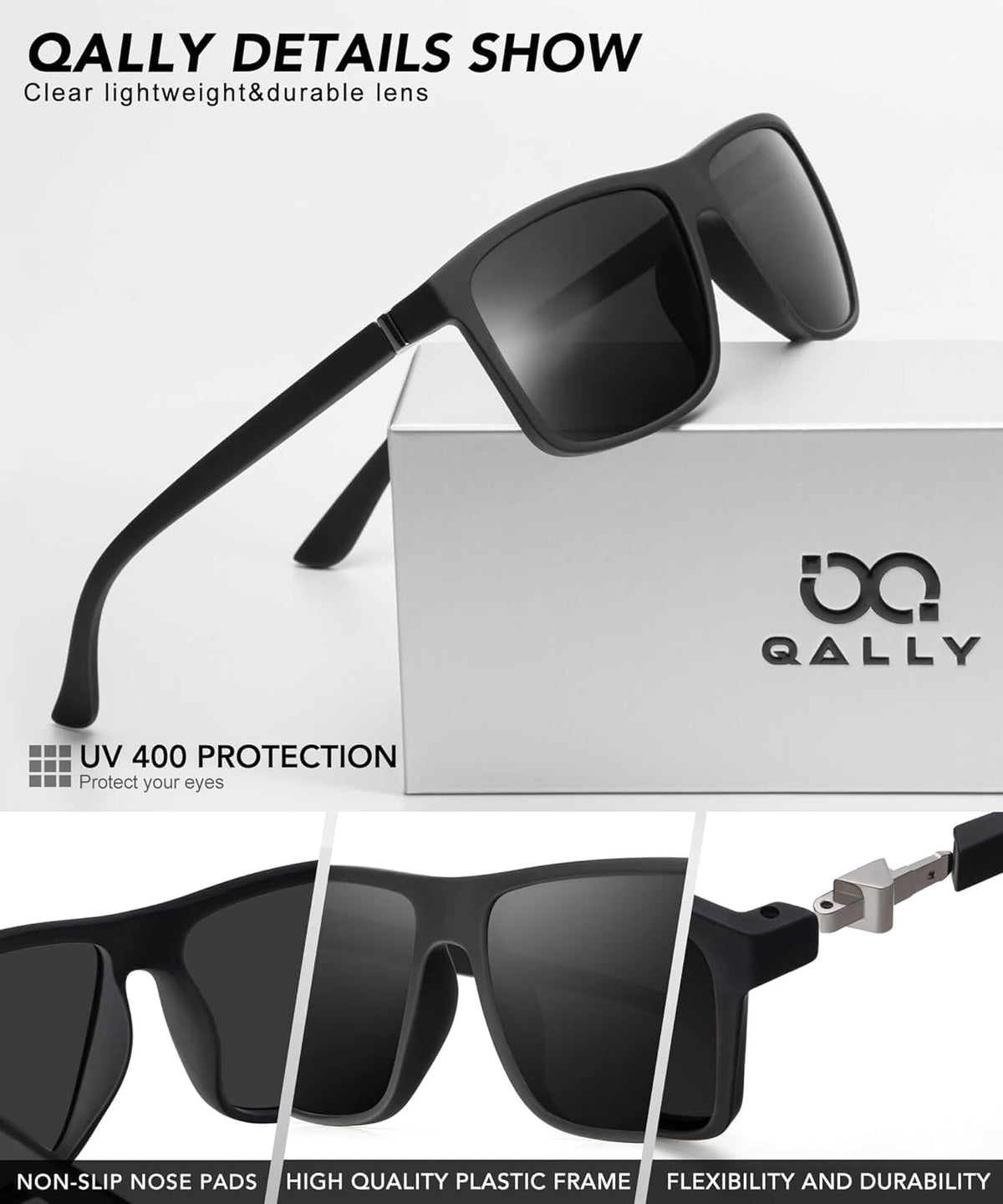 Polarized Sunglasses for Men - Rectangular Frame with UV400 Protection | Stylish Sports Eyewear