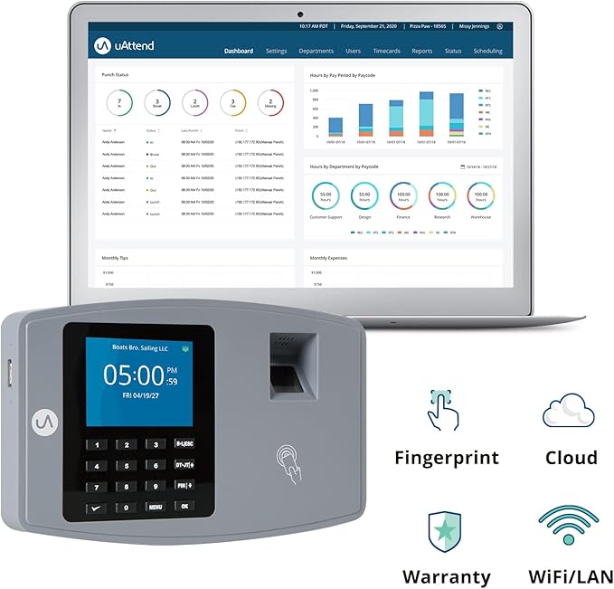 uAttend JL2500 Biometric Fingerprint Time Clock System
