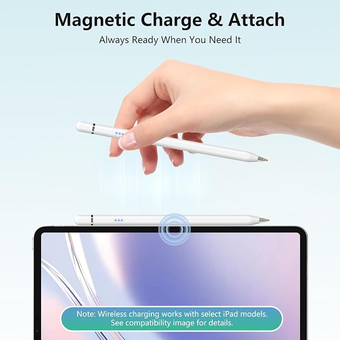 Stylus Pen for Apple iPad 2018–2026, Magnetic Charging iPad Pencil 2nd