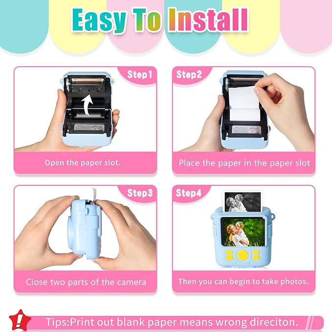 25 Rolls Instant Print Camera for Kids Refill Print Paper