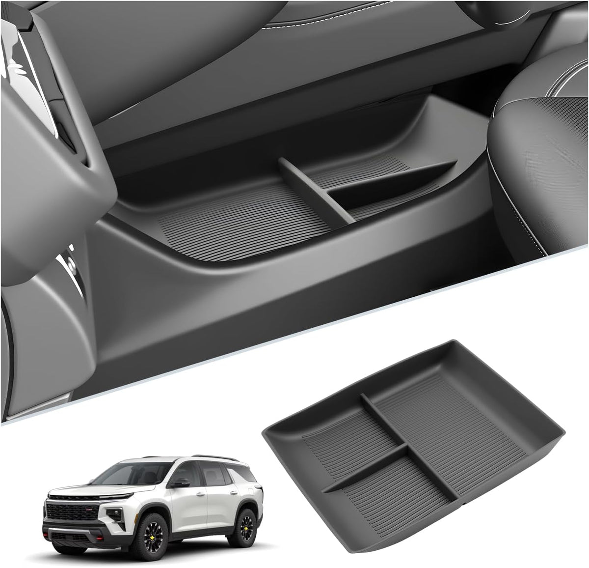 SKTU 2024 2025 2026 2027 Chevy Traverse Center Console Organizer Silicone