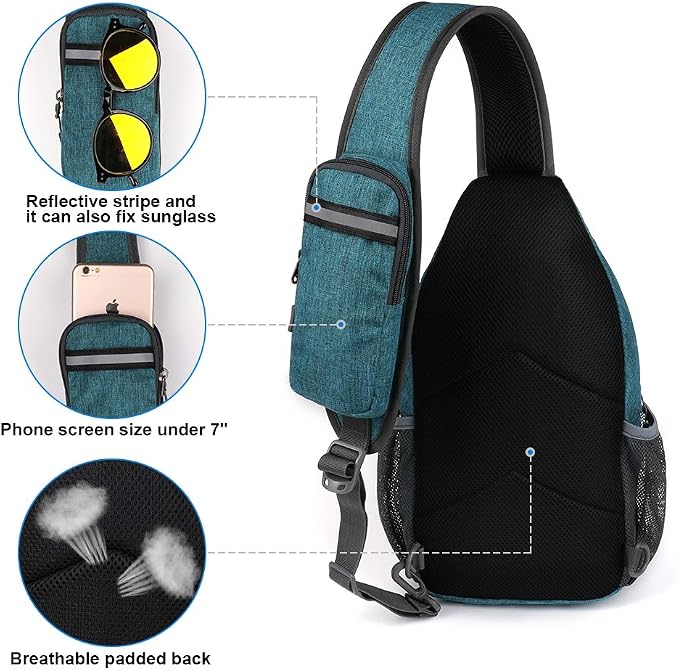 WATERFLY Crossbody Sling Backpack Sling Bag Travel Hiking Chest Bags Daypack