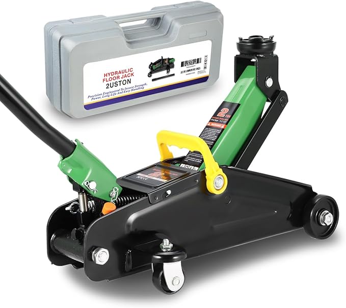 PM PERFORMOTOR Low Profile Hydraulic Trolley Service/Floor Jack, 2 Ton (4000 lbs) Capacity, Lifting Range 5.1"-13",Green,PM-TOL-FJ20-GR