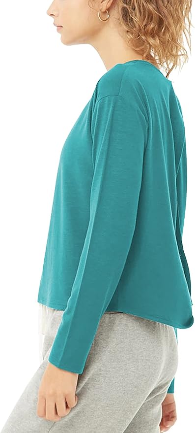 Bestisun Long Sleeve Workout Shirts Yoga Dance Tops Open Back Athletic Clothes for Women