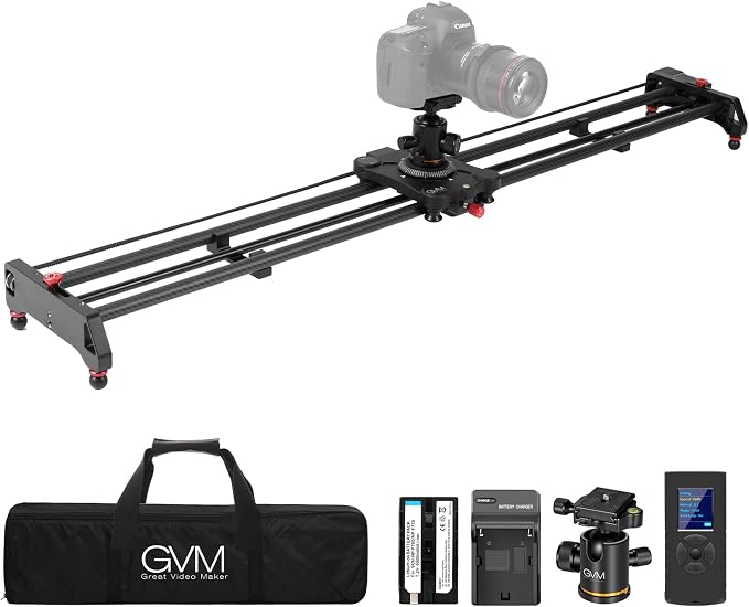 GVM 48"/120CM Carbon Fiber Motorized Camera Slider, Professional Camera Slider