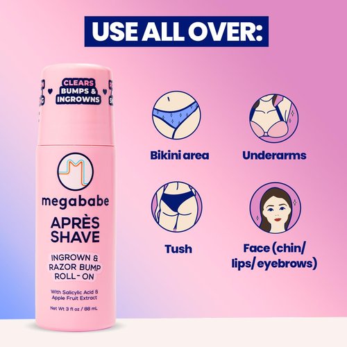 Megababe Après Shave Roll-On Treatment - Post-Shave & Waxing Care for Ingrown Hairs | 3.0 fl oz