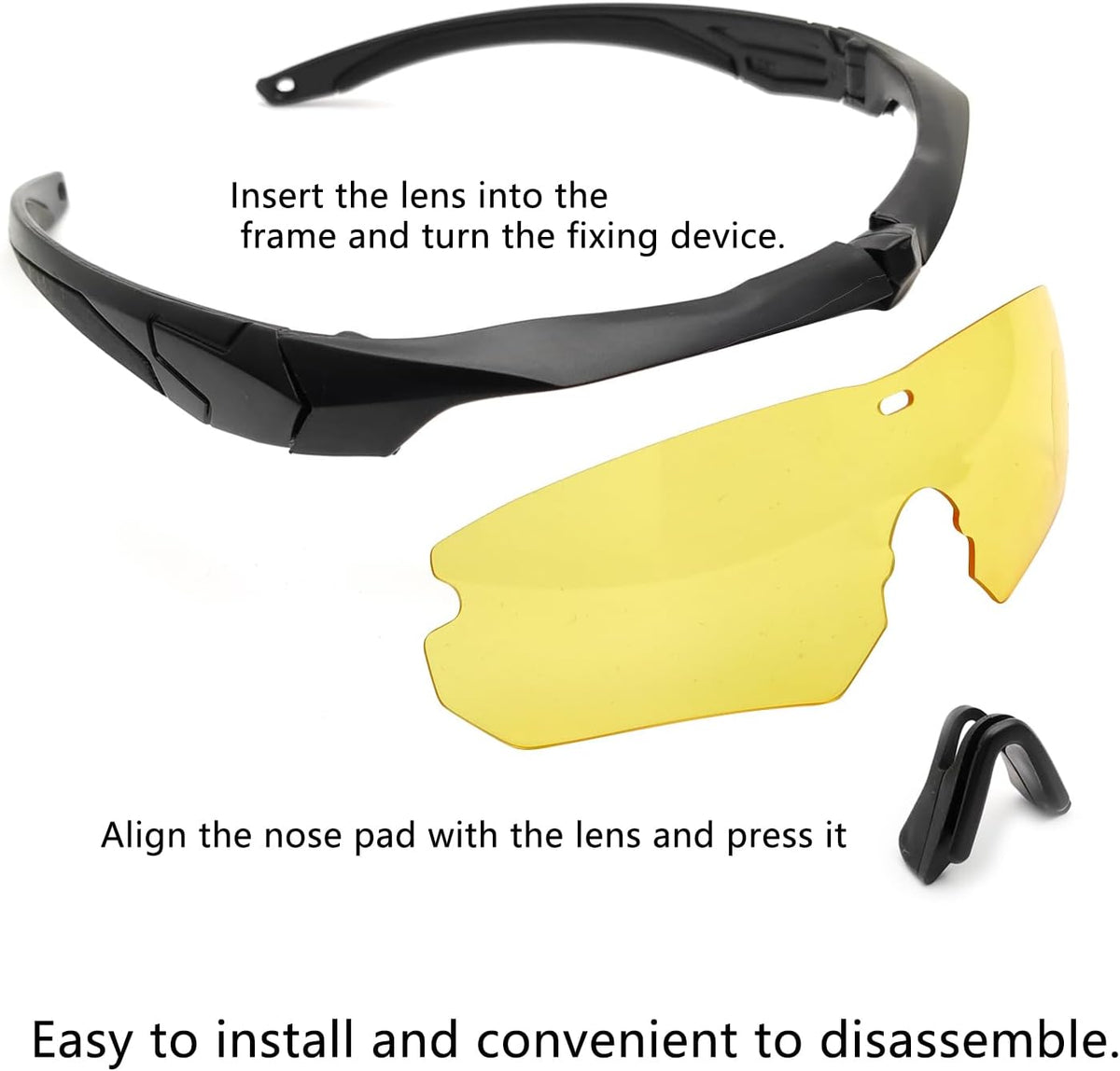 Skiennix Tactical Eyewear - Unisex Shooting Glasses with 3 Interchangeable Lenses | Airsoft Goggles