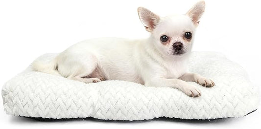 18 inch Dog Crate Bed Dog Mats for Sleeping,Up to 10 lbs Fluffy White Puppy Pad XXS