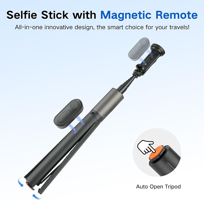 62 inch Selfie Stick Tripod for iPhone, Auto-Open Phone Tripod Stand