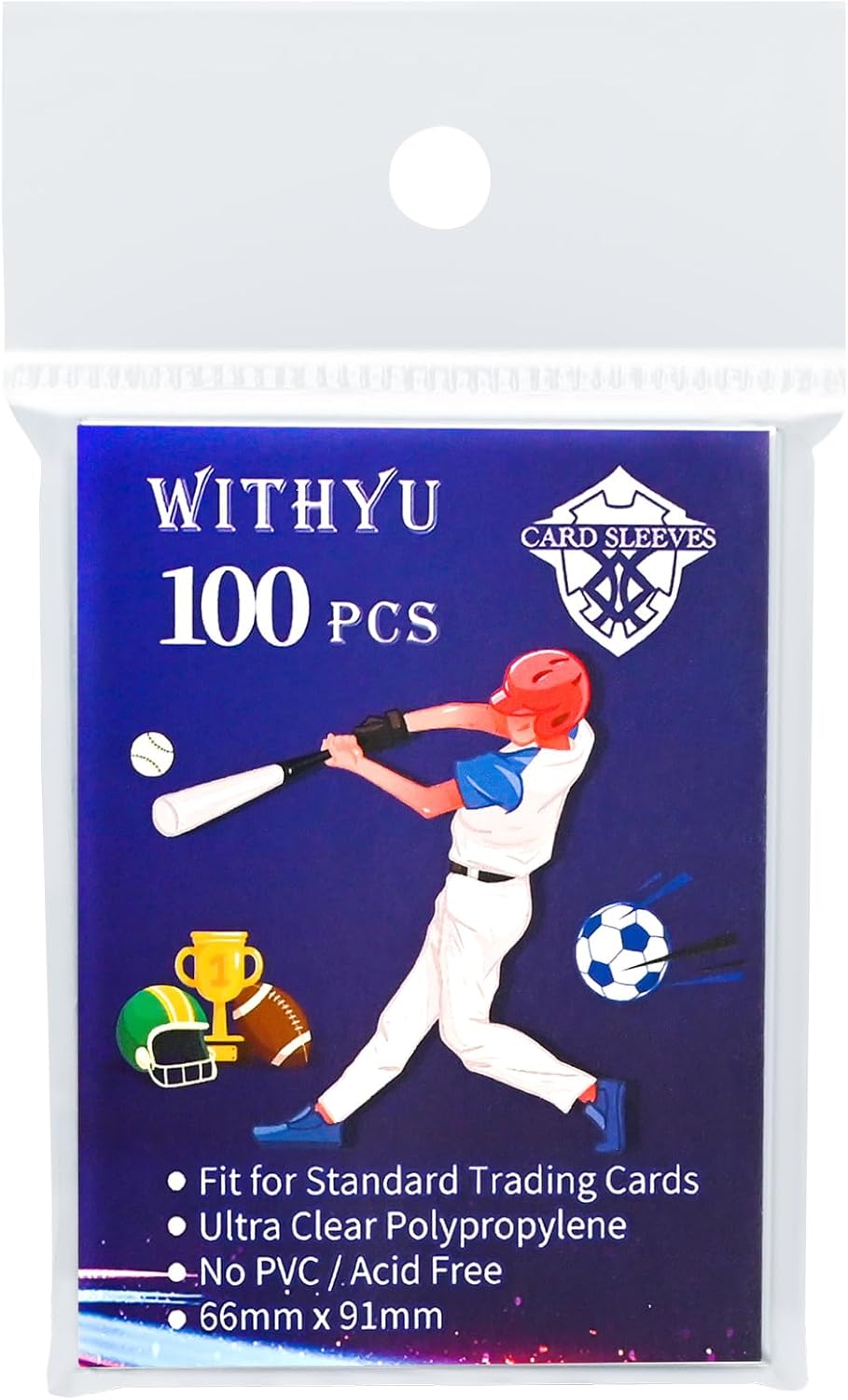 Ultra-Clear Trading Card Sleeves - 100 Pcs Top Loading Protectors for Standard 2.5" X 3.5" Cards