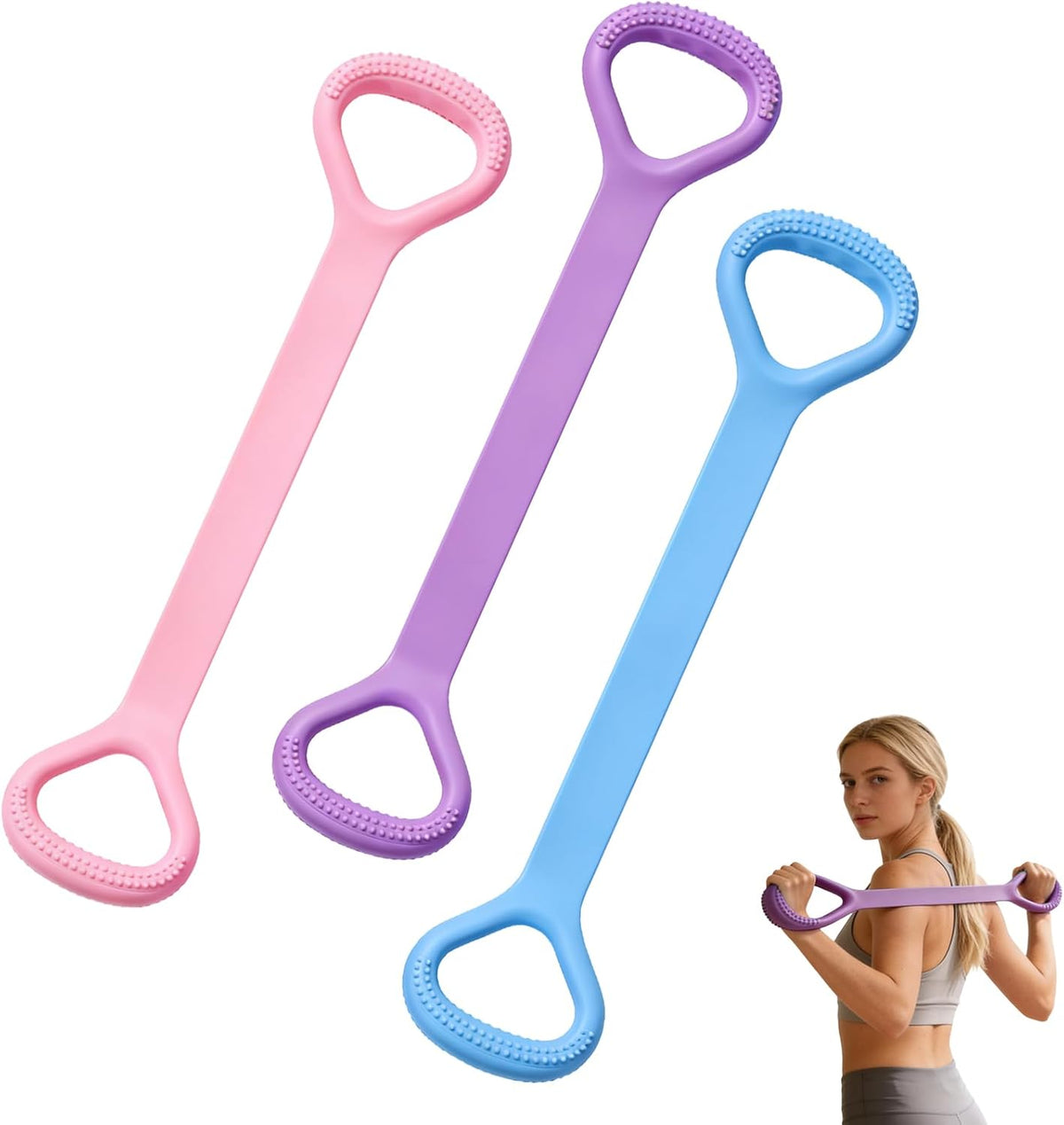 Skiennix Figure 8 Resistance Bands - Elastic Stretch Fitness Set for Arm & Shoulder Workouts | 3PCS