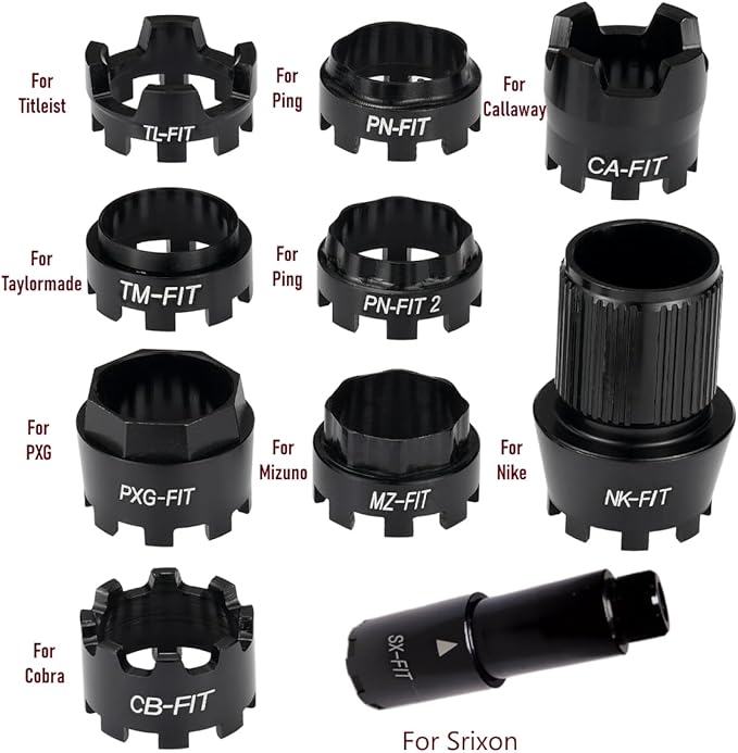 Golf Shaft All Fit Adapter Sleeve with 10pcs Rings Compatible with Titleist/Taylormade/Callaway/Ping/Cobra/Mizuno/PXG/Nike/Srixon Right Hand Golf Heads Change Different Golf Heads by Yourself