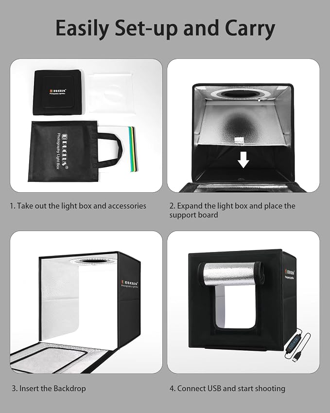 DUCLUS Light Box Photography, Portable Photo Studio Booth Box, 6 Backdrops