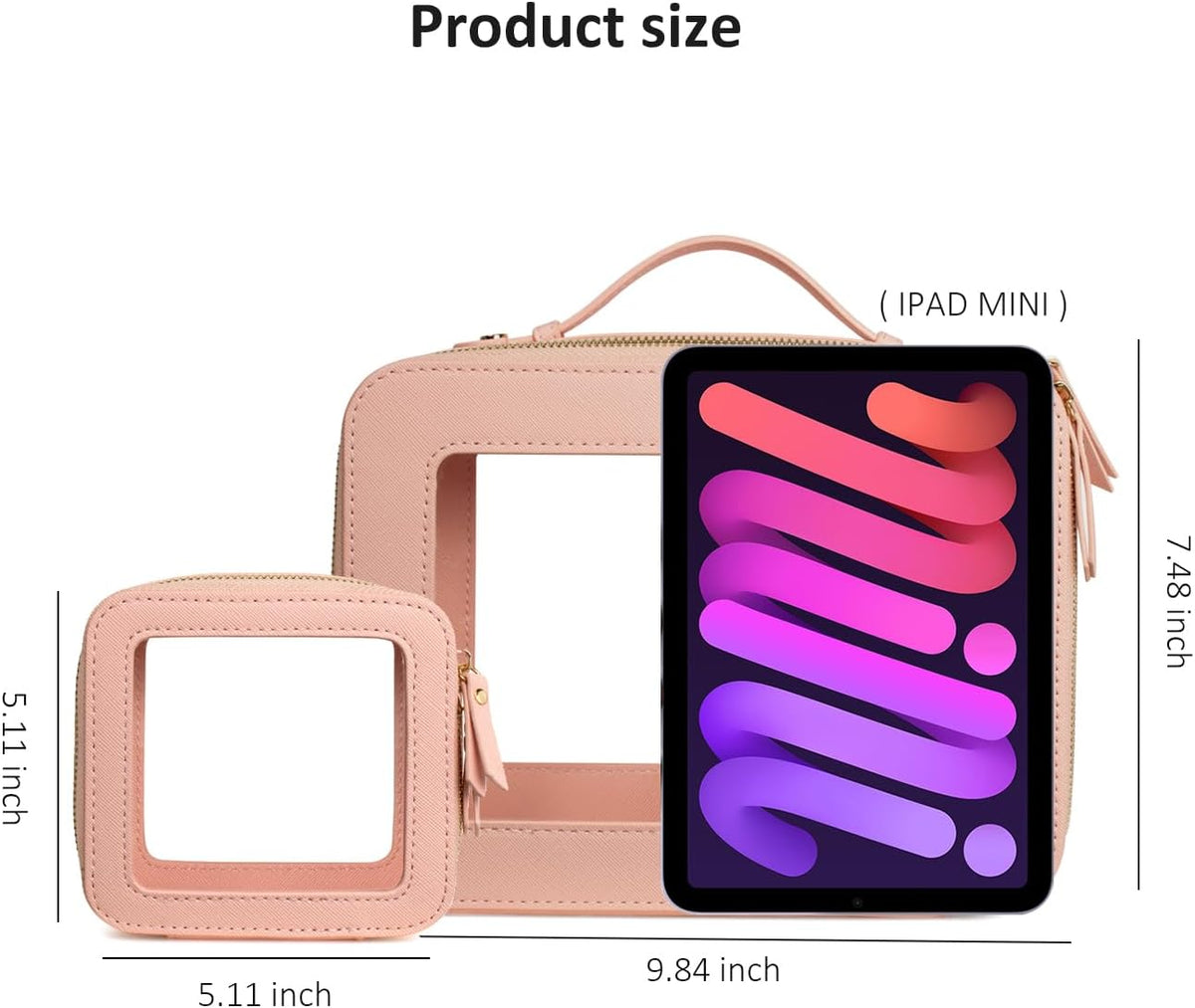 LETGO Clear Makeup Bag Mahjong Tile Bag with Zipper and Handle| Structured Large Travel Makeup Bag for Toiletries for Women,Travel Cosmetic Case,Waterproof PU Leather,Wide Opening