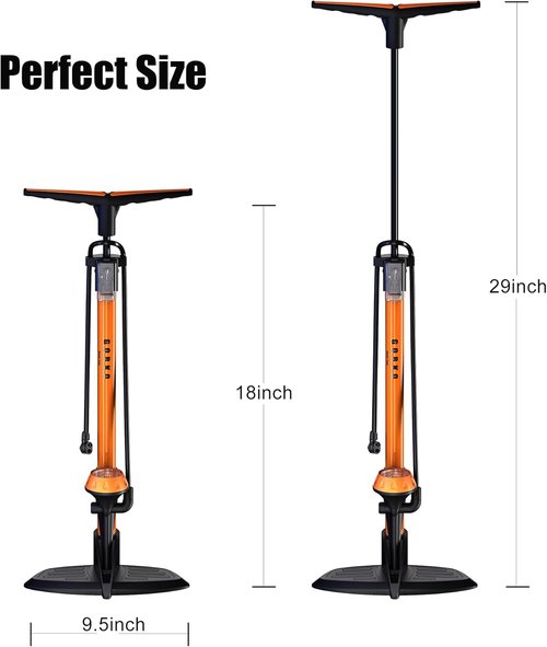 GOBKO Bicycle Floor Pump - High Pressure 160 PSI with Gauge for Presta & Schrader Valves | Portable Air Pump for Bikes & Sports Balls