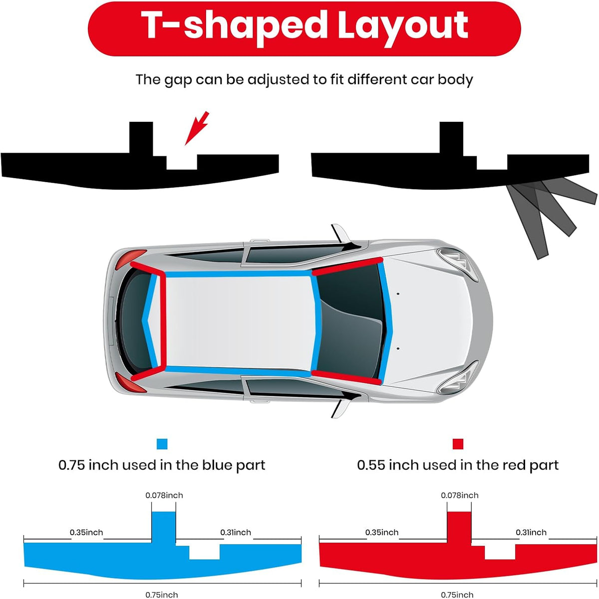 2PCS Windshield Rubber Seal Car Weather Stripping Trim T Shape Sealing Strip for Car Front Rear Windshield (32.8 Feet)