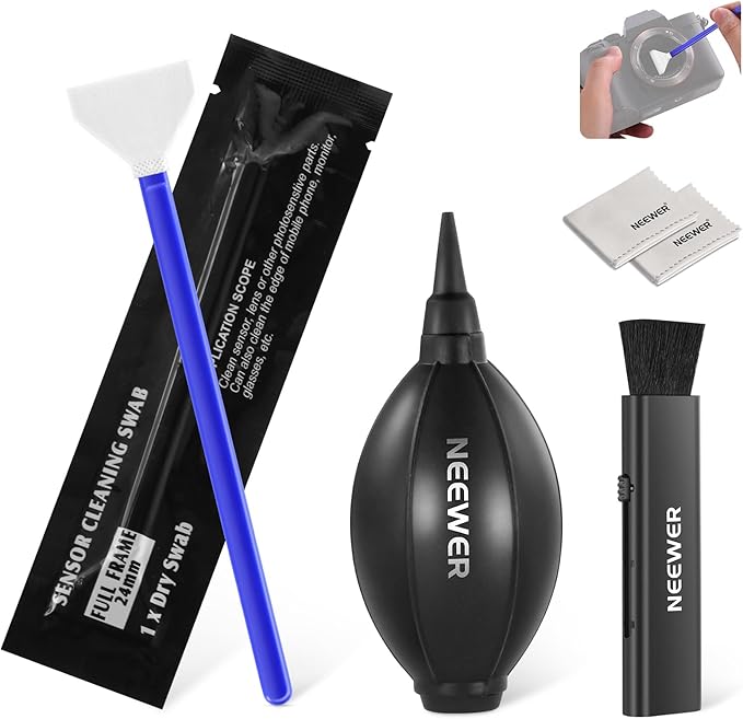 NEEWER 5 in 1 Camera Lens Cleaning Kit, 1x Lens Brush Pen + 1x Air Blower + 1x