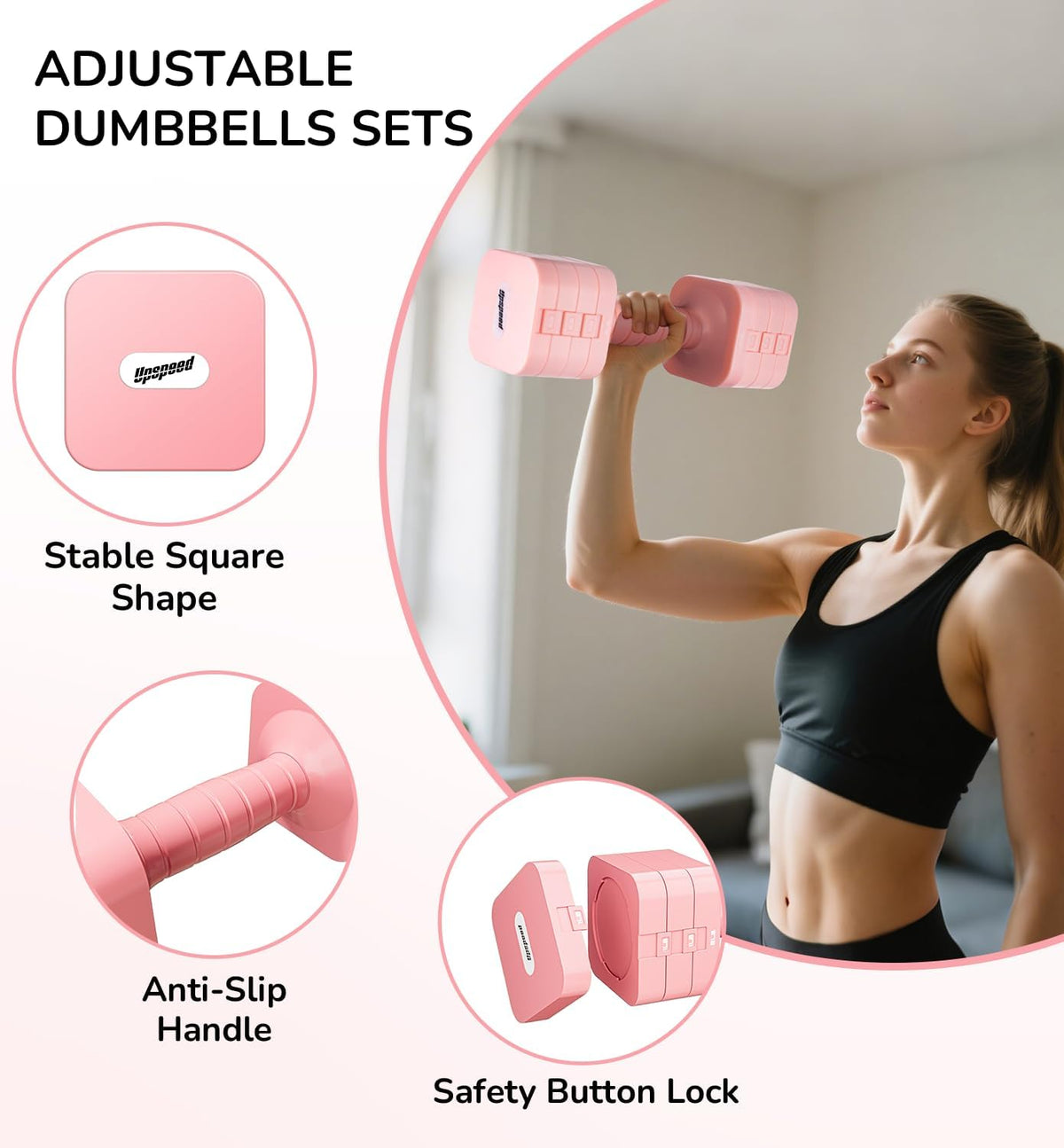 Skiennix Adjustable Dumbbell Set - 16LBS/20LBS Hand Weights for Home Gym | Perfect for Strength Training
