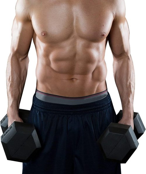 Hex Dumbbells | Rubber Coated Cast Iron Free Weights for Effective Workouts - Black