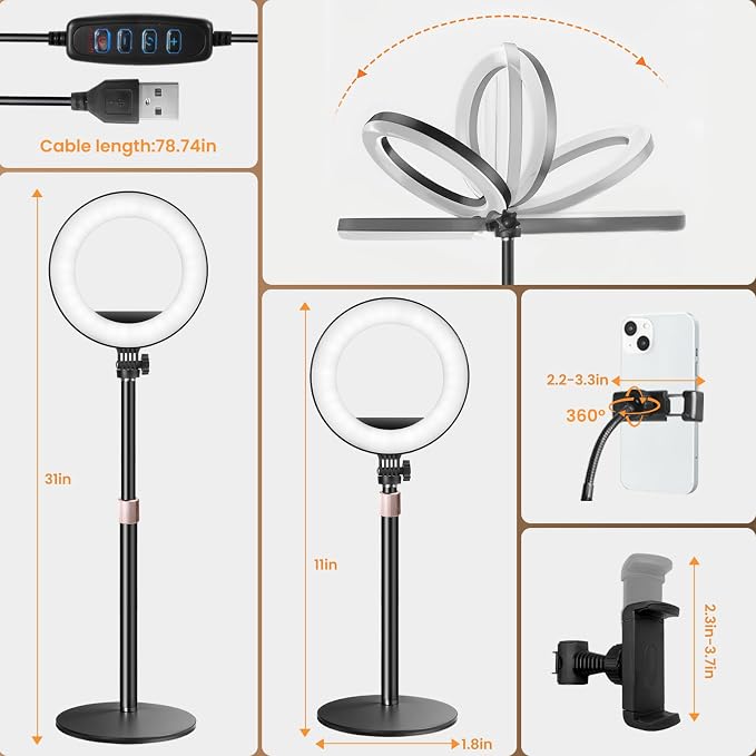 MACTREM 10“ Desk Ring Light