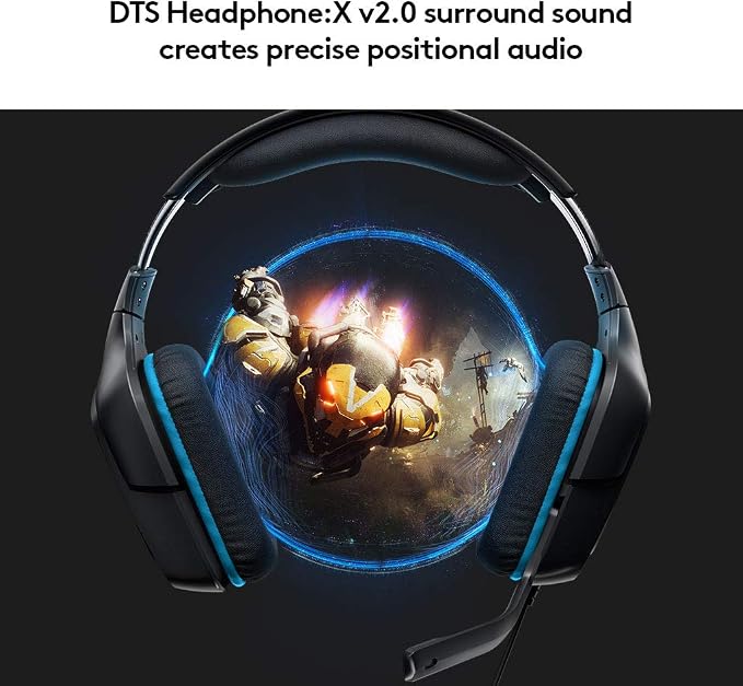 Logitech G432 Wired Gaming Headset - Black | DTS Headphone:X 2.0, 50 mm audio drivers, USB and 3.5 mm jack, Flip-to-Mute mic, PC compatible
