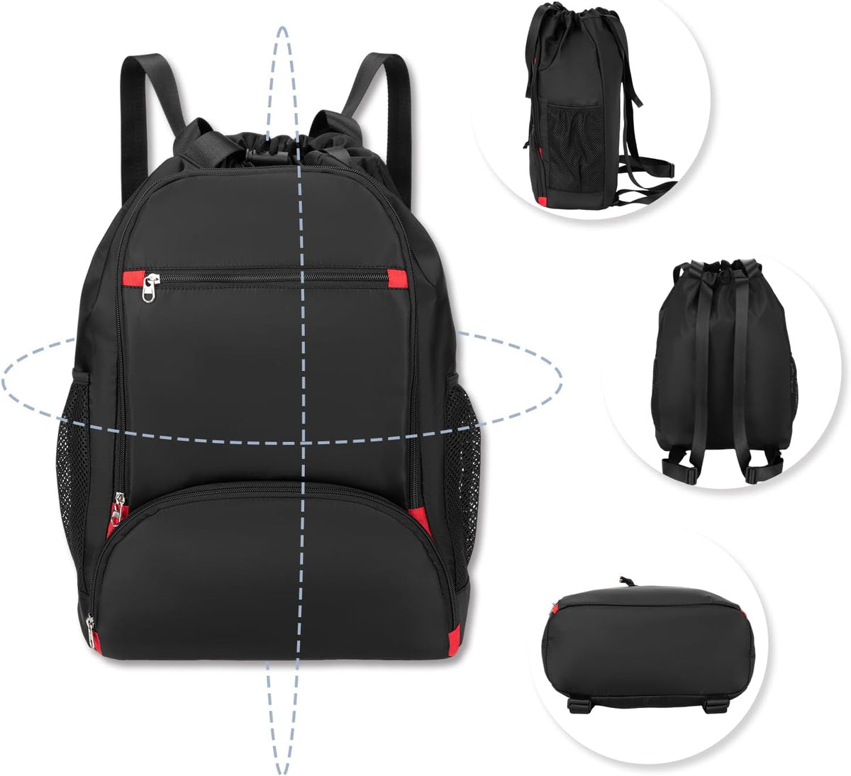 Seyfocnia Drawstring Backpack - Versatile Gym Bag with Shoe Compartment | Black Color