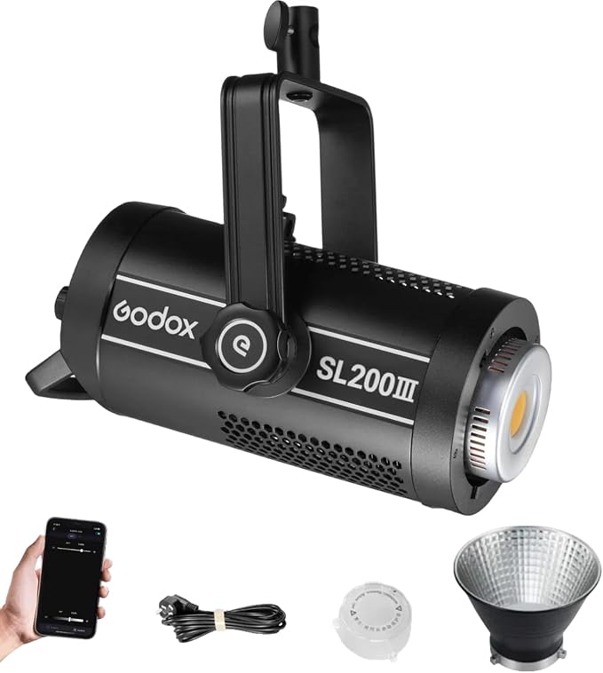 Godox SL200III 215W Daylight LED Video Light – 95600 Lux@1M 5600K, CRI 96+ 8 FX