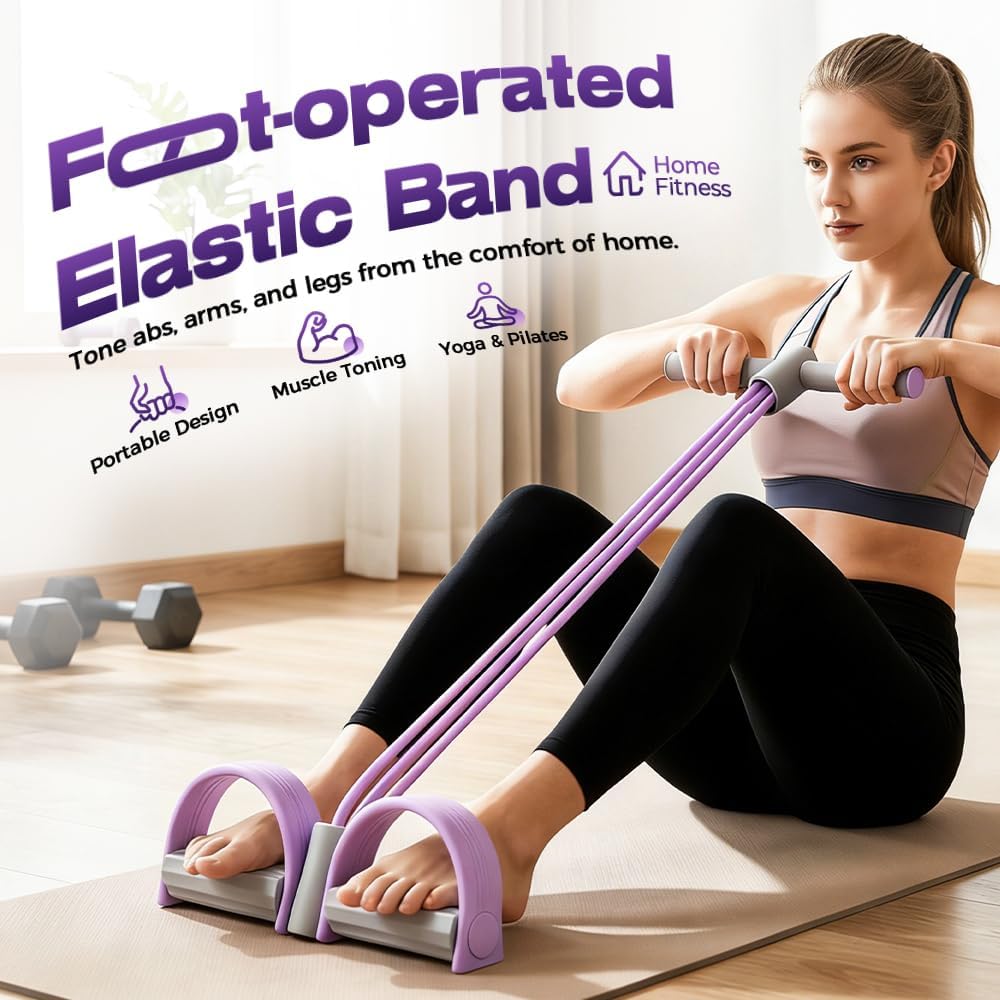 Skiennix Pedal Resistance Bands - Upgrade Elastic Yoga Bands with Handles for Full-Body Training
