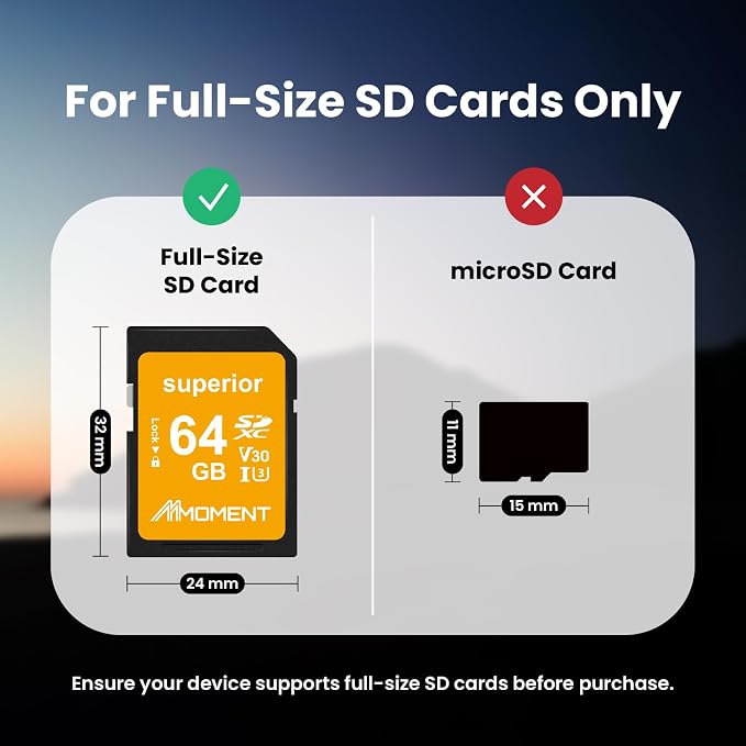 MMOMENT 64GB Full-Size SD Card UHS-I U3 V30 Class 10 High Speed SDXC – Up to