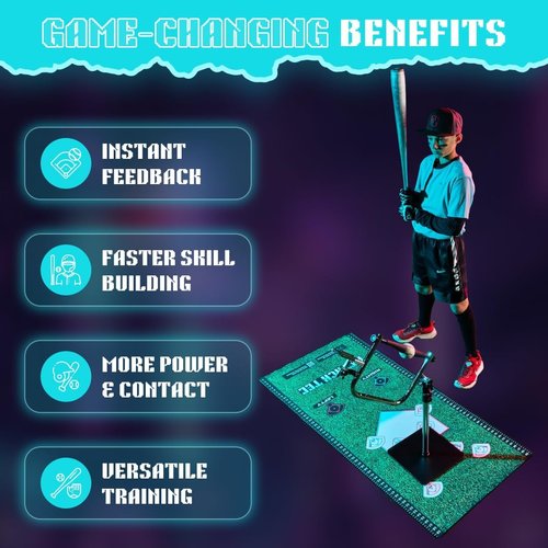 Attack Mat - Premium Baseball & Softball Batting Mat with Optimal Contact Point Guide | Perfect for Hitting Instructors