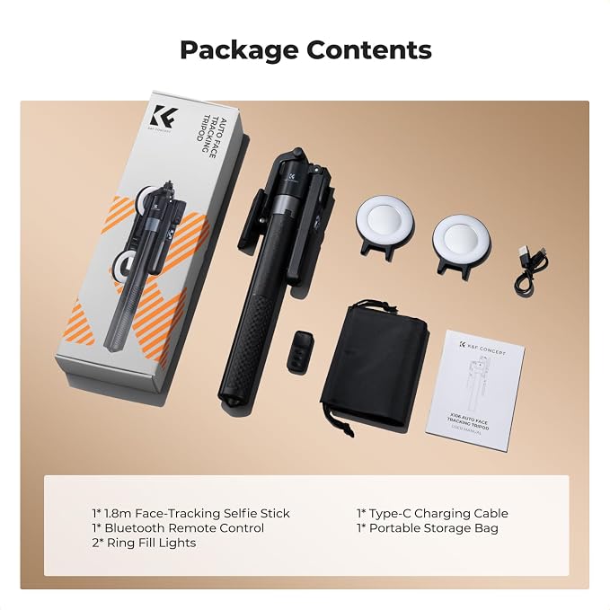 K&F CONCEPT 71“ Auto Face Tracking Tripod, 360° Rotation Selfie Stick