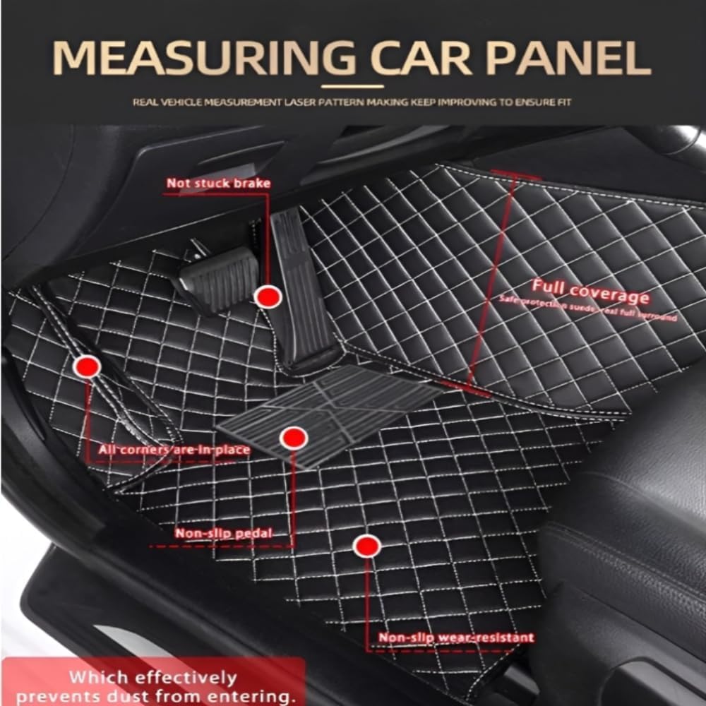 Add Personal Touch to Your Vehicle with IMEISH Customizable Logo Text Car Mats for 99% of vehiclesPads Protection Non-Slip Leather Floor Liners (Red Beige and Black Beige)
