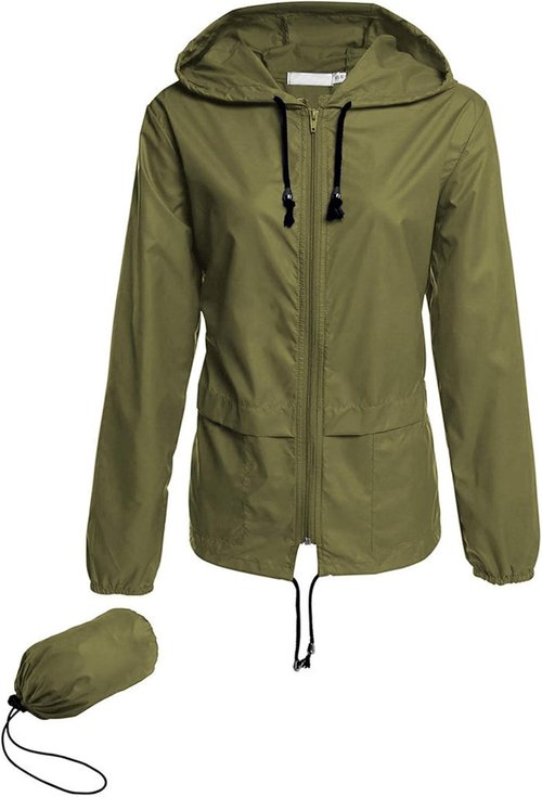 Avoogue Lightweight Waterproof Raincoat for Women - Packable Hooded Windbreaker Jacket