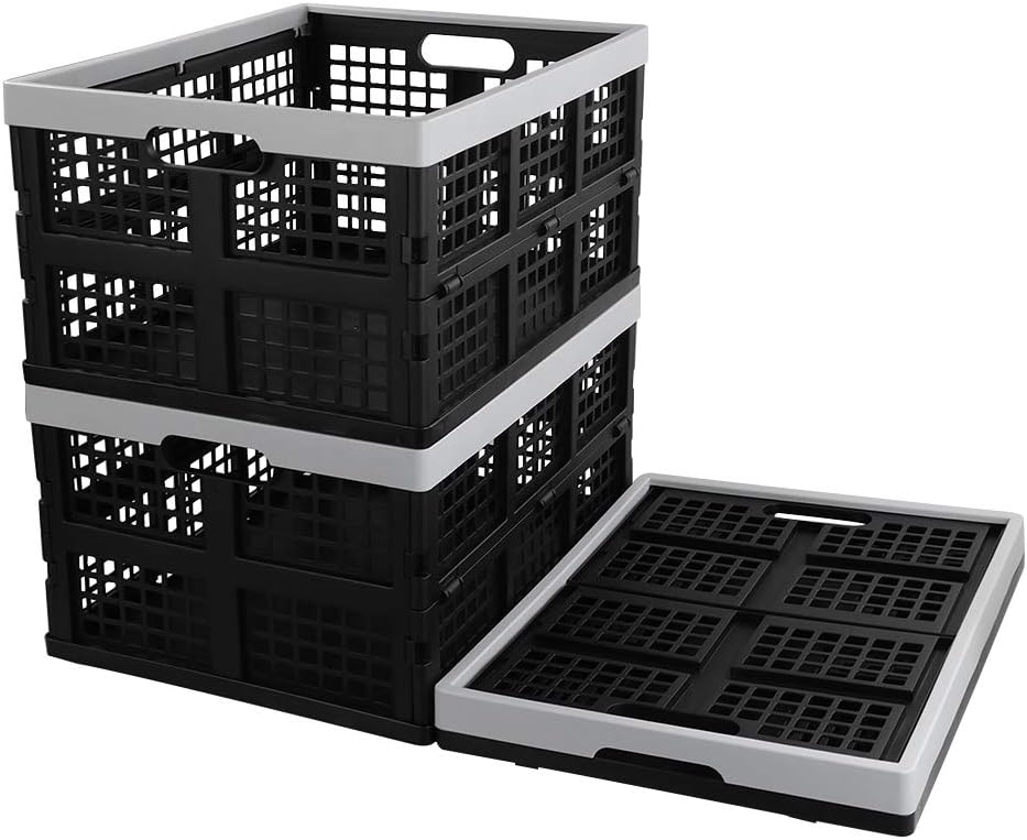 Kekow 30 L Black Plastic Collapsible Storage Basket, 3-Pack