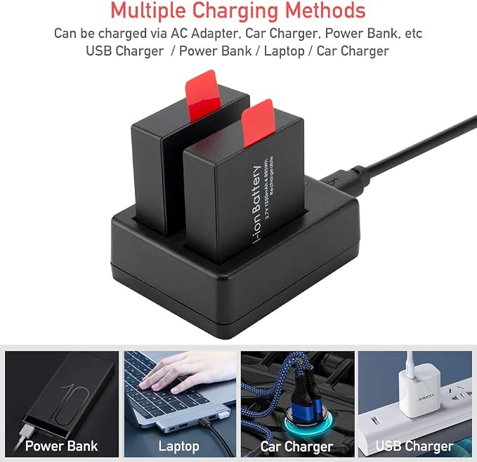 Action Camera Battery Pack, 1350mAh Rechargeable Battery