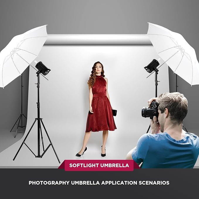 33"/84cm White Translucent Soft Umbrella Kit, Photography Umbrella Lighting Kit