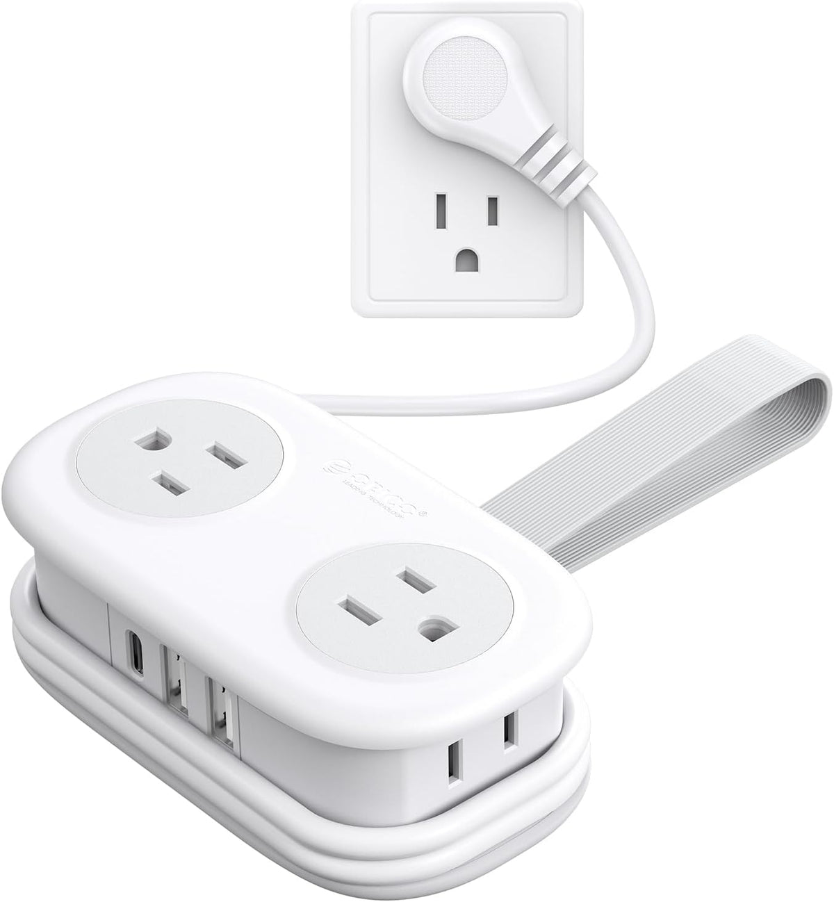 ORICO Travel Power Strip - 4 Outlets & 3 USB Ports (1 USB-C) | Compact 4FT Extension Cord for Hotels & Cruises