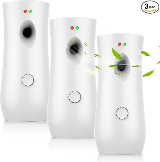 (3-Pack) Automatic Fragrance Dispenser Wall-mounted Aerosol Spray Air Freshener for Hotels, Home, Indoor, Offices, Schools, Restaurants, Commercial Place (001, White)