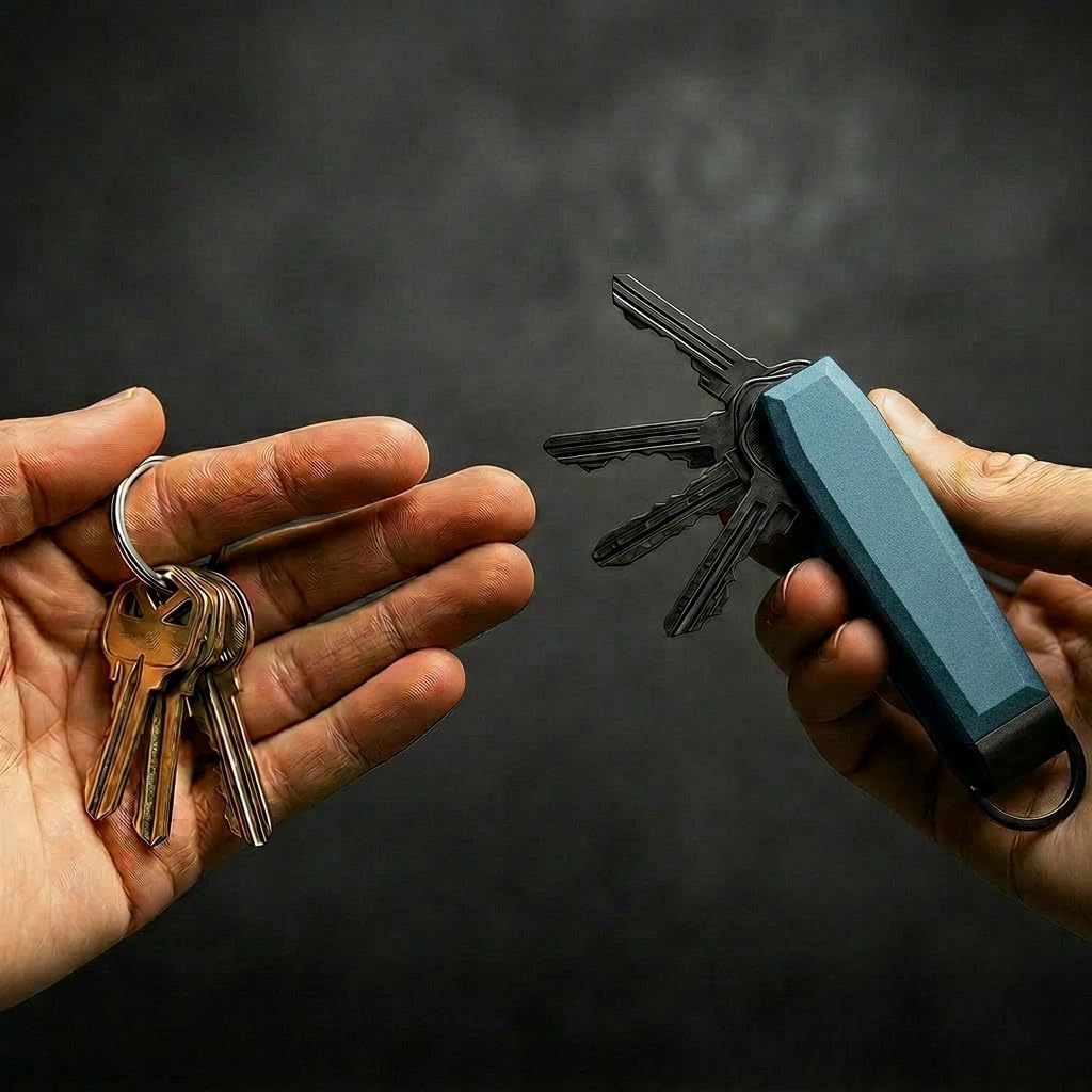 Compact Aluminum Key Organizer Holder with Pocket Clip.