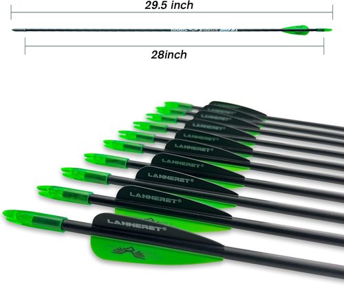 Lanneret Archery Practice Target Arrows - 26/28 Inch Fiberglass Arrows for Kids & Beginners (Pack of 12)