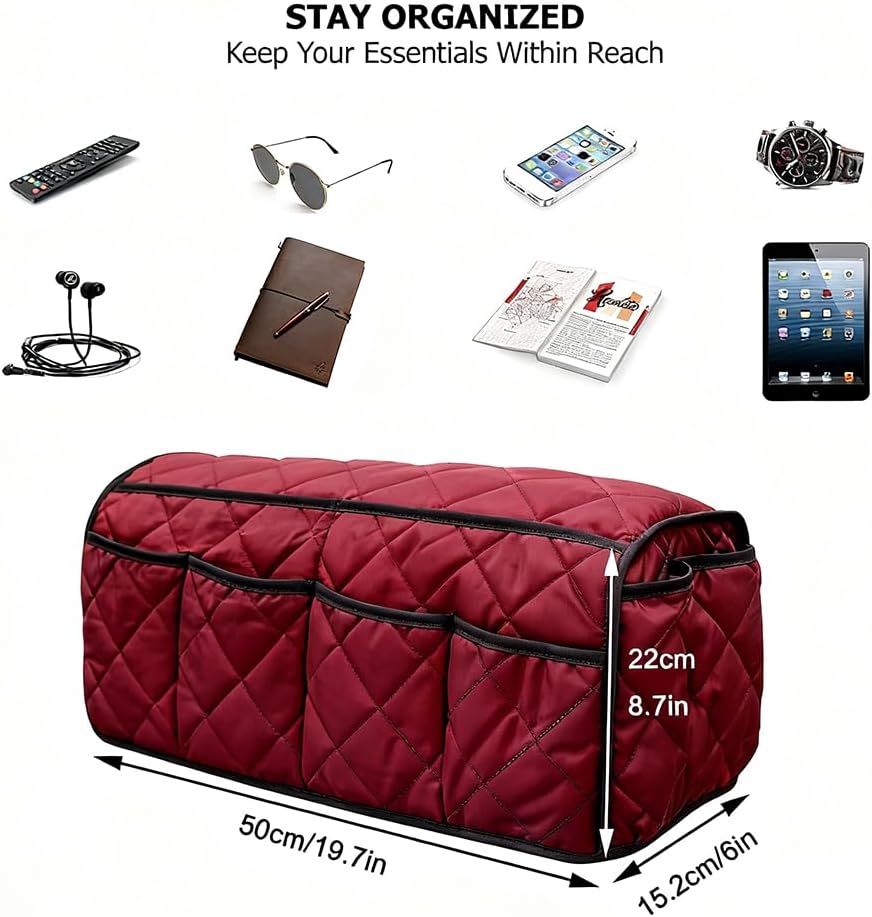 Armchair Caddy,Non Slip Sofa Armrest Organizer, Couch Armrest Remote Control Holder,Waterproof Recliner Arm Caddy with 14 Pockets for Cell Phone TV Remote Control